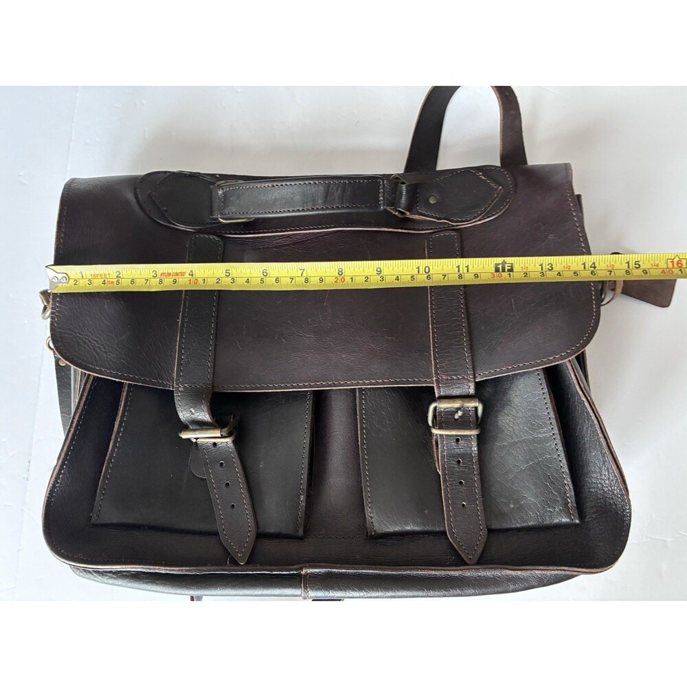 VTG Grafea England Dark Leather Laptop Messenger Poet Satchel Shoulder Bag - Picture 12 of 16